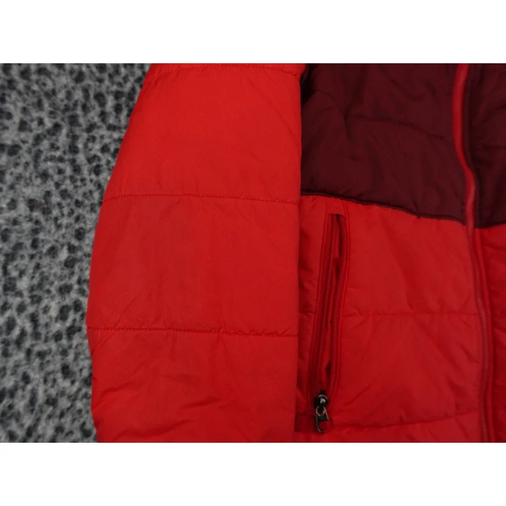 The North Face Reversible Puffer Jacket Mens S Youth XL Red Burgundy Good Quilt